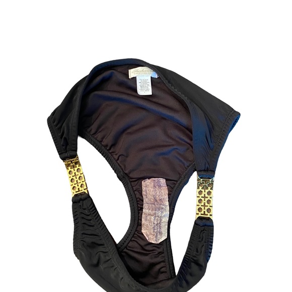 NWOT Shoshanna black bikini bottoms gold detailed sides, size large - Picture 3 of 5